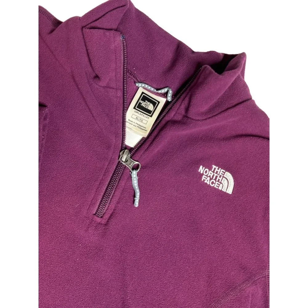 The North Face Girls XL 1/4 Zip Pullover Purple Fleece Sweatshirt Casual Outdoor